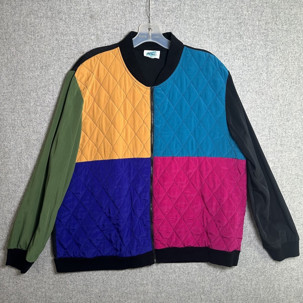 Vintage Large‎ Colorblock Jacket Womens Fresh Prince Long Sleeve Zip SG Sport